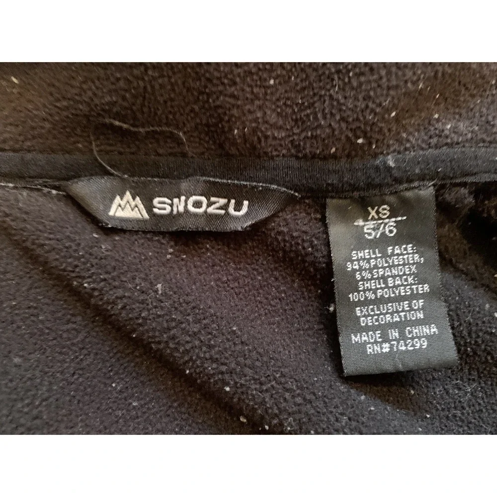 Snozu Jacket Boys Size 5/6 Black Full‎ Zip Hood Winter Coat